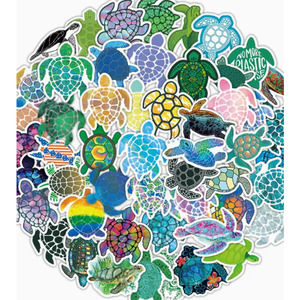 Get 5 Mystery Random Beautiful Sea Turtle Decorative Stickers 2"-3" in Size